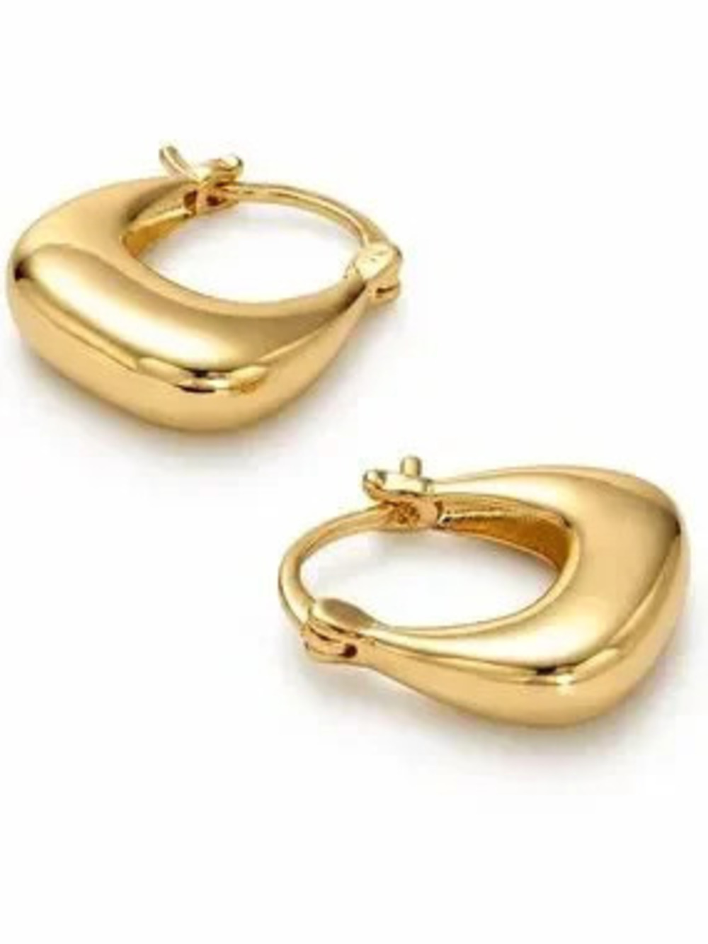 Gold Dome Latch Square Hoop Earrings (4504)